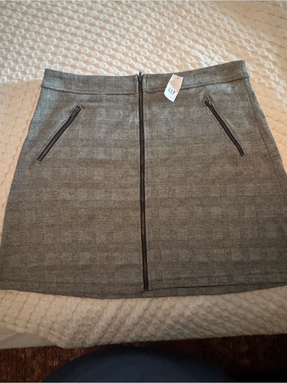 GAP Gray Plaid Front-Zip A-Line Mini Skirt